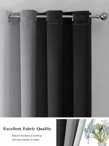 2 Panel Solid Color Patchwork Blackout Curtains, Home Decor/Bedroom Thermal Insulated Curtains, Ombre Black And Grayscale Living Room Blackout Curtain, Customizable Creative Curtains,Fall Decor,Autumn Decor,Room Decor - Black - View 5
