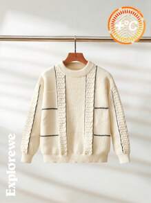 SHEIN 冬季 Tween Boy 撞色缝线长袖套头衫