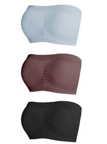 3入組女士無肩帶實色內衣套裝 - 彩色 - 查看 3