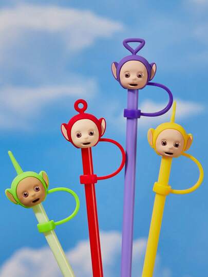 Teletubbies X SHEIN 1 件套可爱卡通 3D Po、Tinky Winky、Dipsy、Laa-Laa 硅胶吸管套（不含吸管）
