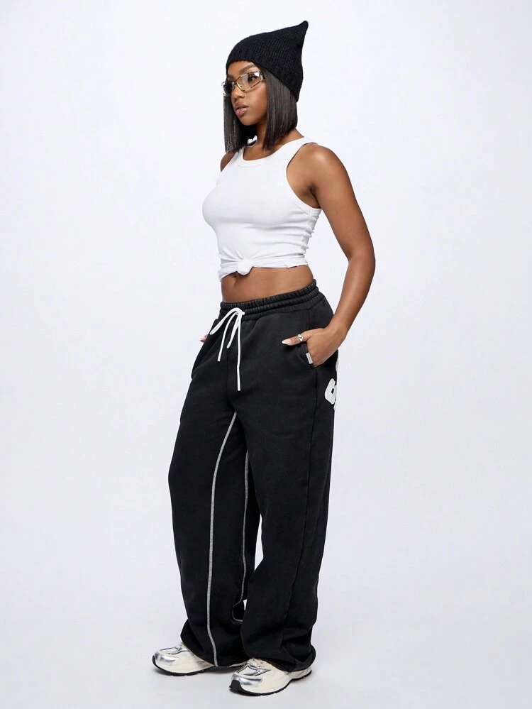 SUMWON Pantaloni della tuta jogger classici da atleta, con coulisse in vita elastica, tasche laterali, logo ricamato, comodi pantaloni per l'allenamento invernale
