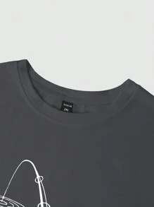 Manfinity Homme 大码男式口号印花圆领短袖休闲 T 恤