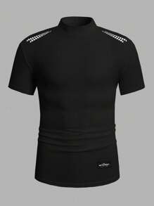 Manfinity Sport Corelite Men's Stand Collar Short Sleeve Simple Casual Sports T-Shirt, Everyday Wear