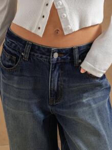 Forever 21 Women's Distressed Washed Low Rise Loose Fit Jeans - Blue - View 6