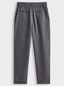 AKNOTIC Business Casual 男士修身长腰休闲直筒裤，适合日常穿着 - 灰色 - 查看 2