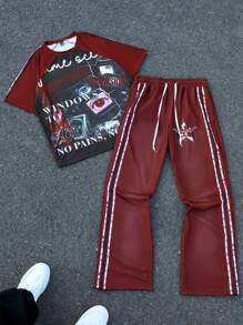 Manfinity EMRG Men's T-Shirt Set With Raglan Sleeve Short Sleeve Top And Long Pants - Multicolor - View 1