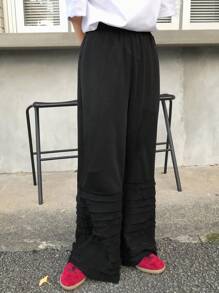 FRIFUL Women's Solid Color Pockets Wide Leg Loose Casual Pants, Versatile