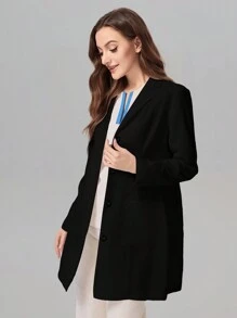 TaskEZ Women's Band Collar Long Sleeve Single Breasted Casual Lab Coat,Women's Multi-Pocket Work Uniform Coat Tops, Women's Health Examination Surgical Uniforms, Pet Grooming, Dental Masseur Clothing, Studio Fashion, Women's Work Uniforms, Nutritionist Work Clothes, Laboratory Work Clothes, Women's Tops, Multi-Pocket Functional Work Clothes, Tops With Buttons On The Collar For Easy Wearing And Taking Off, Functional Women's Clothing For Christmas, New Year And Valentine's Day, Winter And Spring Women's Clothing - Black - View 4