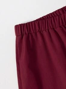 SHEIN Bộ 2 áo vest cổ điển cho bé trai tuổi teen: Áo khoác blazer dài tay màu trơn vừa vặn và quần âu cạp chun, trang phục quý ông thích hợp cho sinh nhật, đám cưới, tốt nghiệp, mặc hàng ngày, thu/đông - Màu Đỏ Sâu - Xem 3