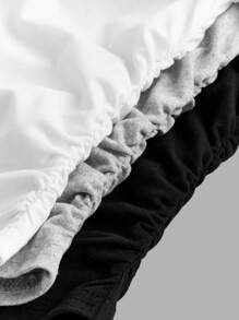 SHEIN Girlism 3 Piece Set Tween Girls Fitted Casual Solid Color Crew Neck Shirred Short Sleeve T-Shirts