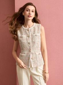 MOTF PREMIUM 粗花呢撞色绑带背心