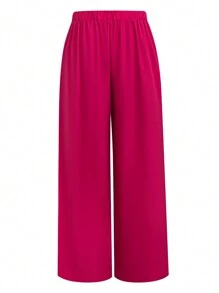 DreamSkyne Plus Size Women's Elastic Waist Loose Pants Fall Cloth For Women - Hot Pink - View 2