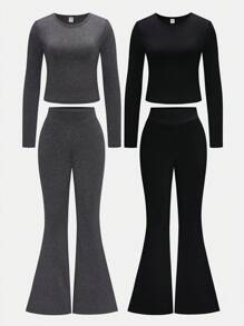 SHEIN Teen Girls Two-Piece Set, Stylish Casual Outfit, Perfect For Daily Wear In All Seasons - Multicolor - View 1