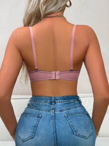 1pc Lace Patchwork Underwire Brassiere - Pink - View 2