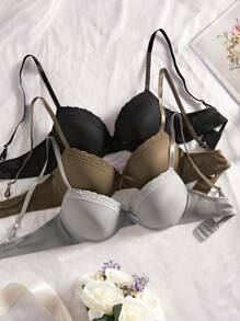 Snug Zone 3件装女士无钢圈文胸，简约休闲聚拢杯文胸