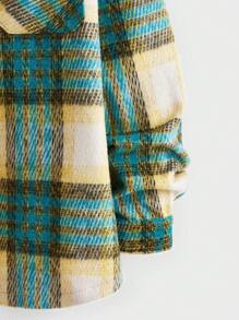 Manfinity VCAY Men's Slim Fit Woven Plaid Collar Long Sleeve Jacket - Dark Green - View 4