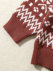 SHEIN 男童学院风针织提花毛衣套装，秋冬 - 咖啡棕 - 查看 5