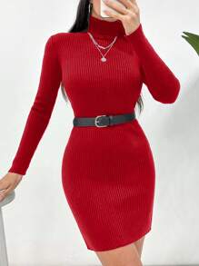 RueChic 高領羅紋針織毛衣洋裝