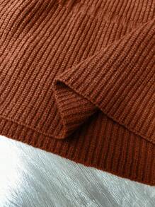 SHEIN Unity Plus Size Women Square Neck Long Sleeve Casual Sweater, Autumn/Winter Knit Pullover Fall - Orange - View 7