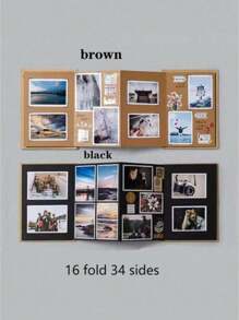 1 件复古风格创意折叠手风琴形 DIY 八面相册，非常适合情侣和最好的朋友手工制作的成长记录和记忆书，返校，学校用品 - 彩色 - 查看 1