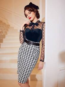 Vintamour Bộ đồ liền thân bằng nhung cổ điển cho nữ, áo đi chơi, trang phục câu lạc bộ cho nữ, quần áo cổ điển, áo yếm đen, áo nhung dự tiệc cho nữ, áo sơ mi, ngày lễ tình nhân, ngày lễ tình nhân, váy ngày lễ tình nhân - Màu xanh hải quân - Xem 4