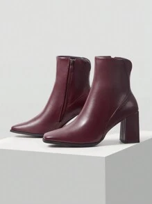 MOTF PREMIUM WOMEN'S FASHION SQUARE TOE CHUNKY HEEL ANKLE BOOTS, SPRING SHOES SPRING BREAK EASTER FOR CHRISTMAS