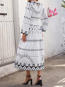 Breezaya Women's Long Geometric Print Pattern Dress