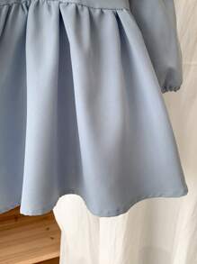 Baby Girl Simple Cute Casual Light Blue Thin Dress For Spring And Autumn - Blue - View 6