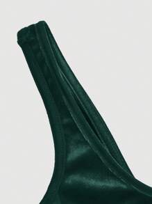 SHEIN MOD Women Red Retro Velvet Dress, Suitable For Valentine's Day, Spring/Summer Outfit, Elegant Dresses For Party ,Wedding Guest Dress, Resort Wear Women, Tea Party Dress, Lace Dress, Bow Backless Dress, Formal Evening Gown, Vintage Elegant Dress, Prom Dress, Birthday Dress, Terrace Chill - Dark Green - View 3