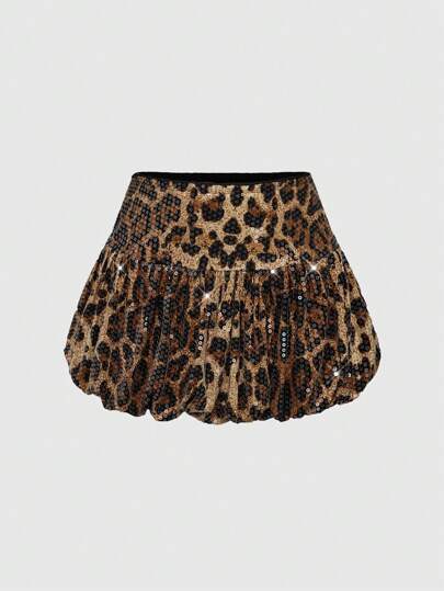 Kawaii Jupe mini léopard avec strass, style Gyaru de la sous-culture de Harajuku pour femmes