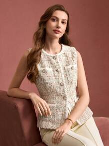 MOTF PREMIUM 粗花呢撞色绑带背心