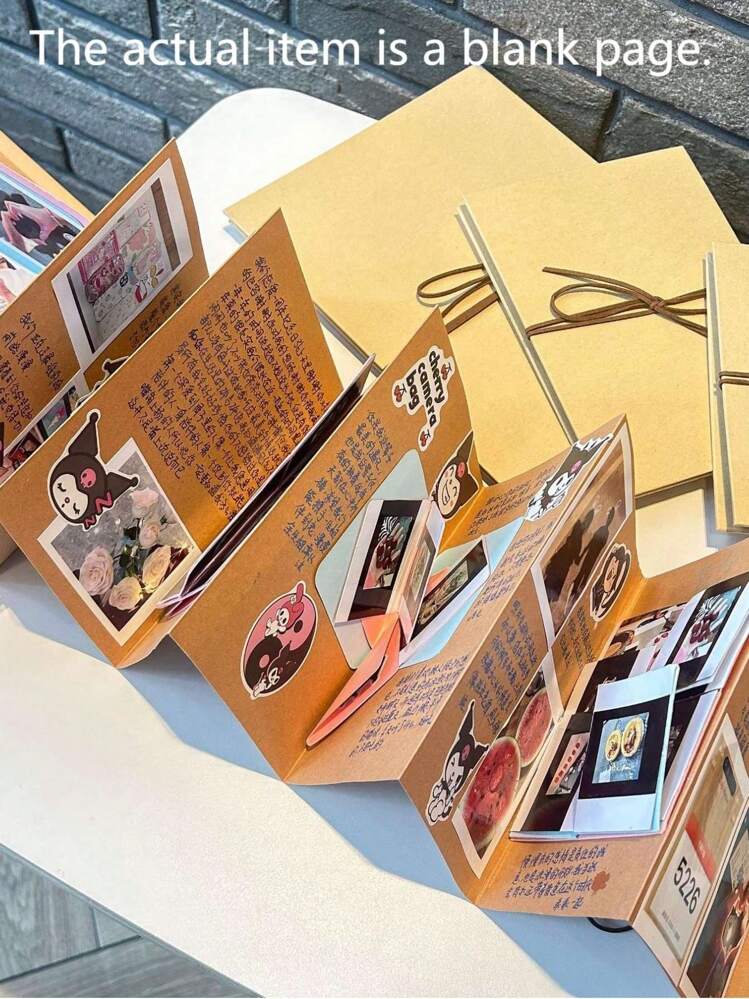 Album Fotografico Pieghevole A Fisarmonica Fai Da Te – Set Con Adesivi, Stile Vintage, 3 Misure, Nero