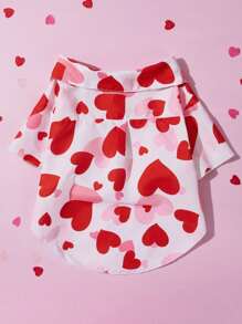 PETSIN 1 pieza Camisa con estampado de corazón para mascotas para el Día de San Valentín - Multicolor - Ver 4