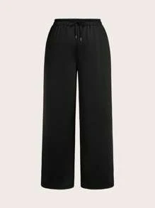 SHEIN EZwear 2pcs/Set Plus Size Thermal Lined Basic Long Sleeve Top And Long Pants Set, Autumn/Winter - Grey - View 4