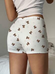 SHEIN EZwear Casual Simple Cute Pentagram Teddy Bear Print Women Shorts, Suitable For Spring/Summer - Multicolor - View 2