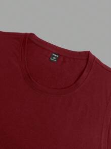 Manfinity Homme Plus Size Men's Solid Color Round Neck Casual Loose Fit Tank Top - Burgundy - View 3