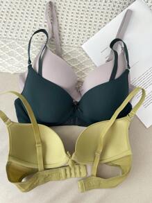 Casual Women's Fabric Multicolor Plain Bras With Slight Stretch - Multicolor - View 2