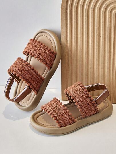 1 双女童休闲凉鞋，儿童平底凉鞋