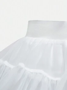 Elladie kids Váy bồng vải tuyn trắng sang trọng cho bé gái, phù hợp cho mùa xuân, hè, thu, thích hợp cho các buổi đi chơi, tiệc tùng, có thể kết hợp với áo phông hoặc áo sơ mi, mang đến sự rung cảm, dễ thương và ngọt ngào - Màu xanh nhạt - Xem 4