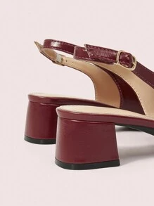 CUCCOO DOLLMOD 女士可爱蝴蝶结圆头粗跟鞋时尚舒适甜美优雅休闲百搭红色和深红色穆勒高跟鞋，适合约会、校服、可爱装扮 - 復古紅色 - 查看 10