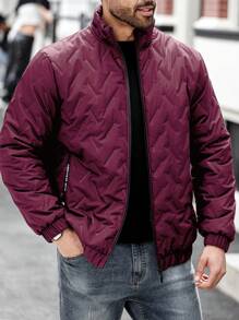 Manfinity Homme Plus Size Men's Casual Solid Color Stand Collar Winter Jacket