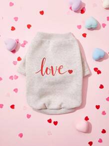PETSIN 1pc Valentine's Day Grey Letter Print Pet Sweatshirt