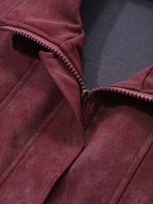 DAZY Veste décontractée rétro ample et fine pour femme, veste  pour l'automne - Rouge foncé - Voir 9