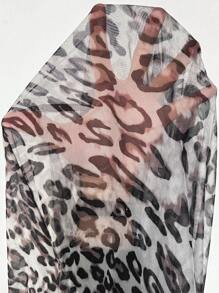 INAWLY Women's Leopard Print Fitted Elegant Slip Dress - Black and White - View 7