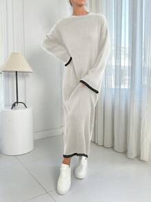 EURMUSE Knitwear Stitch Detail Oversize Fit Dress