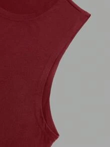Manfinity Homme Plus Size Men's Solid Color Round Neck Casual Loose Fit Tank Top - Burgundy - View 4