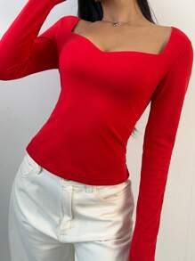 SHEIN BASICS 2pcs Set Casual Solid Color Knitted Long Sleeve Slim Fit Women Tops - Multicolor - View 7