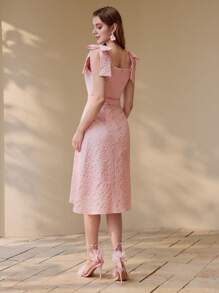 MOTF JACQUARD TIE SHOULDER DRESS - Pink - View 8