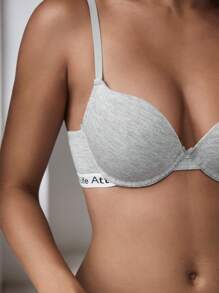 3pcs Set Minimalist Letter Jacquard Sports Bra With Underwire - Multicolor - View 6