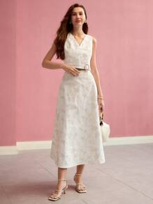 MOTF PREMIUM VÁY A LINE THÊU PAISLEY - trắng - Xem 4